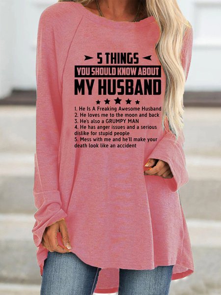 Five Things About My Husband Print Knitting Dress
