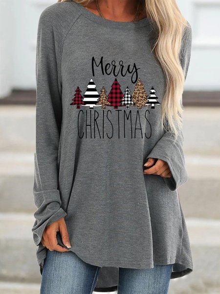 Merry Christmas Printed Short Knitting Dress
