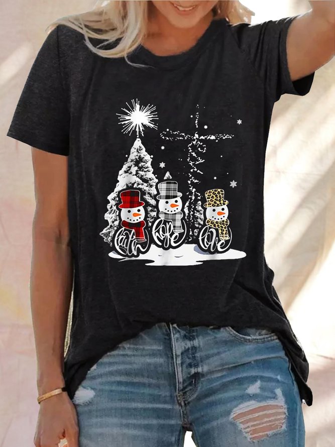 Jesus Faith Hope Love Snowman T-Shirt