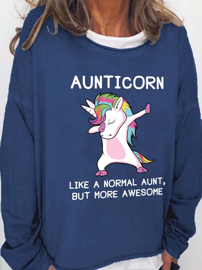 Aunticorn Like A Normal Aunt But More Awesome Cotton Blends Sweatshirts