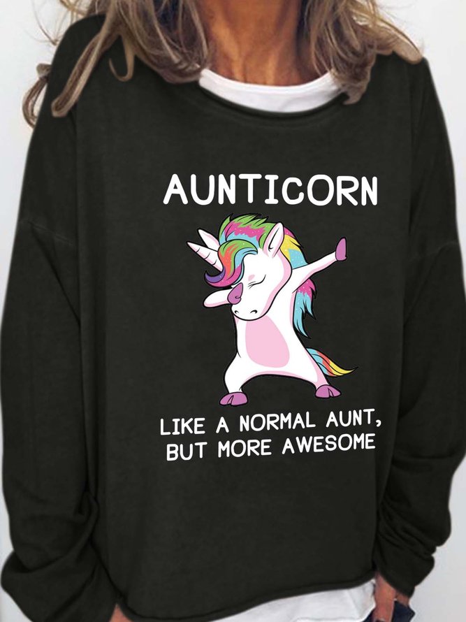Aunticorn Like A Normal Aunt But More Awesome Cotton Blends Sweatshirts