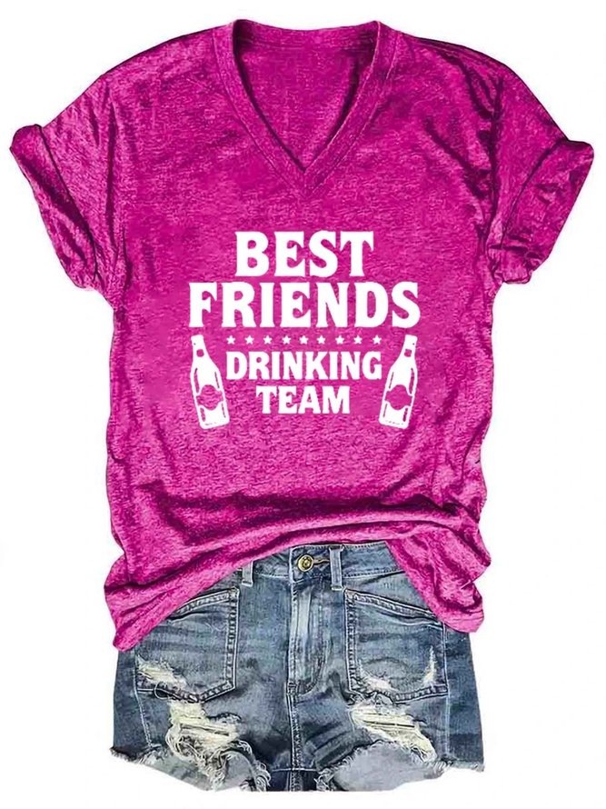 Best Friends Drinking Team Cotton Blends Shirts & Tops