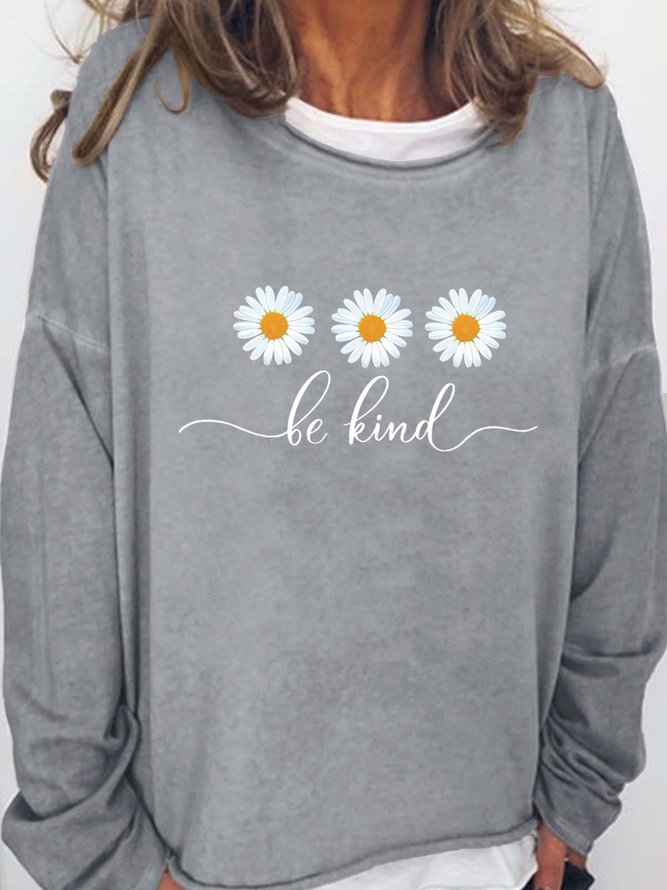Be Kind Flower Daisy Loosen Sweatshirt