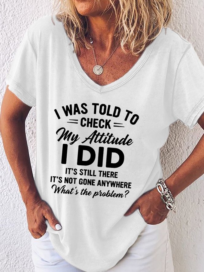 I Was Told To Check My Attitude Funny Sarcastic Short Sleeve T-shirt