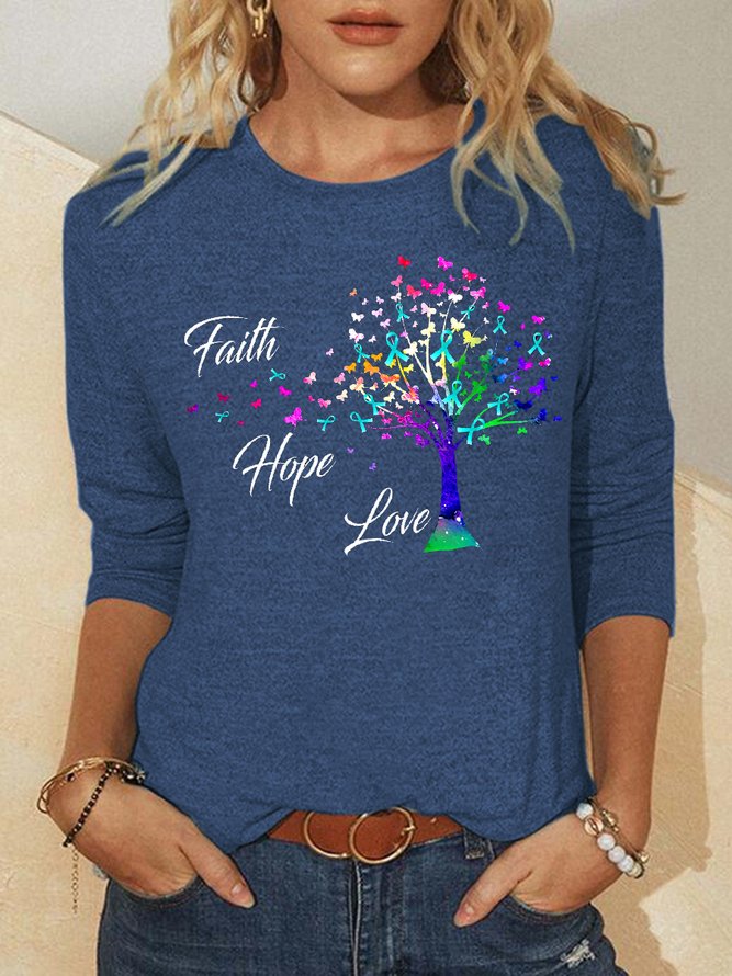Faith hope love round neck long sleeve shirt