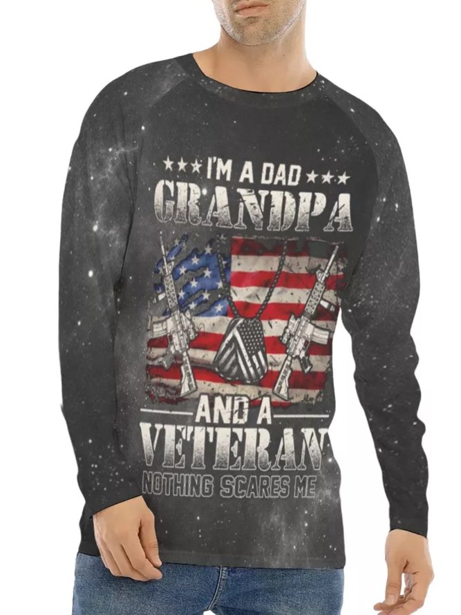 I'm A Dad Grandpa Veteran Short Sleeve Crew Neck Shirts & Tops