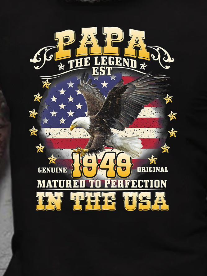 Eagle Papa Legend In 1949 Print Casual Short sleeve T-shirt