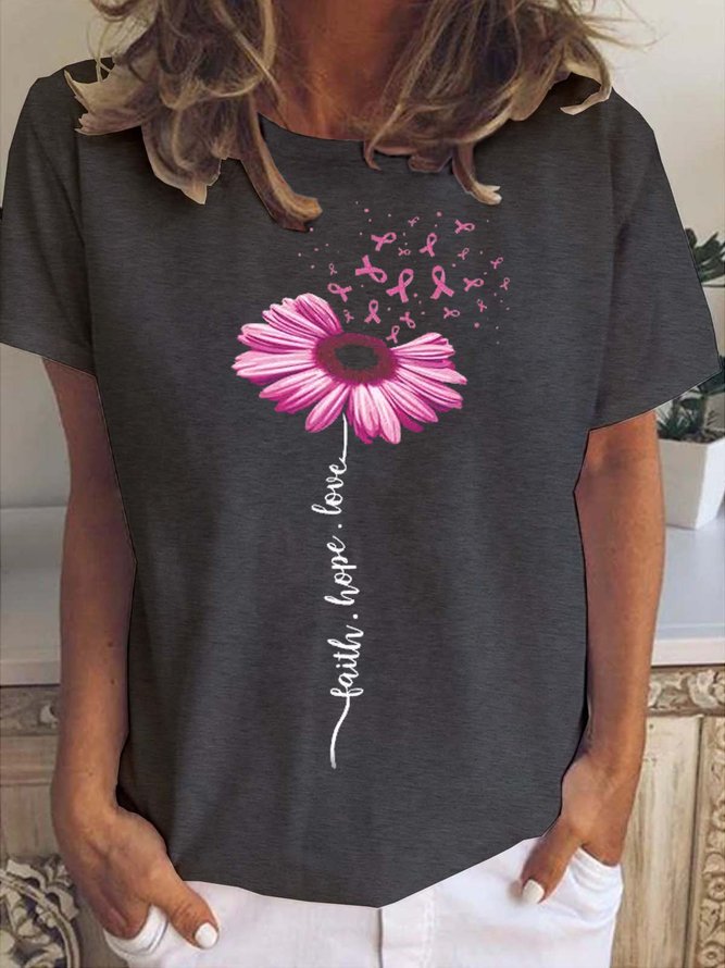 Sunflower Ribbon Faith Hope Love Women's Short Sleeve T-shirt