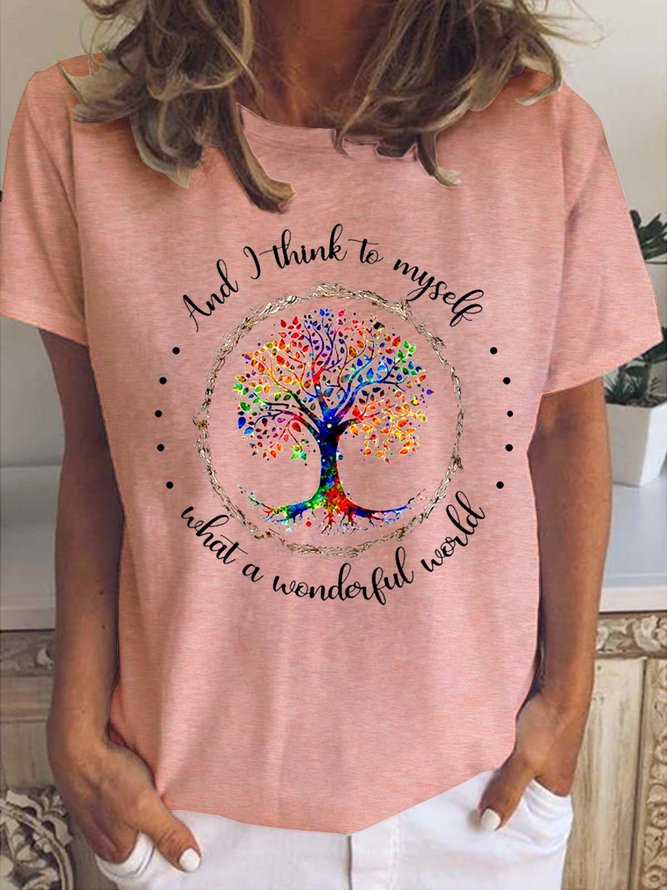 What A Wonderful World Funny Print Casual T-Shirt