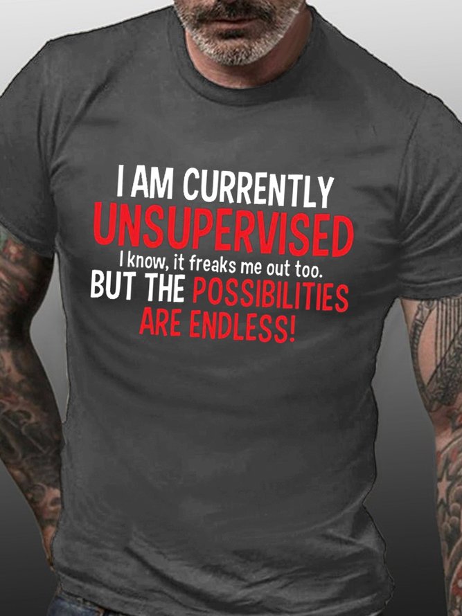 Currently Unsupervised Casual Short Sleeve Short Sleeve T-Shirt