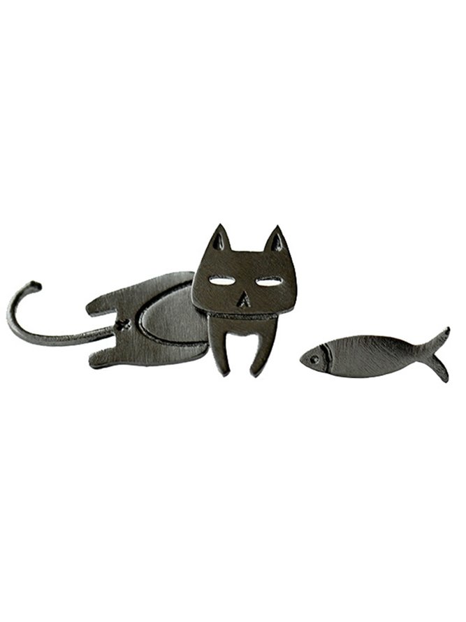 Cat And Fish Lovely Alloy Earrings