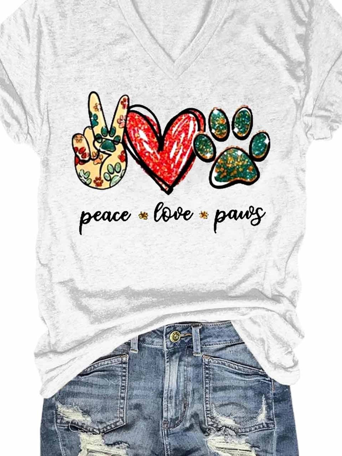 Animal,Dog,Peace, Love & Paws Women's Short Sleeve T-Shirt