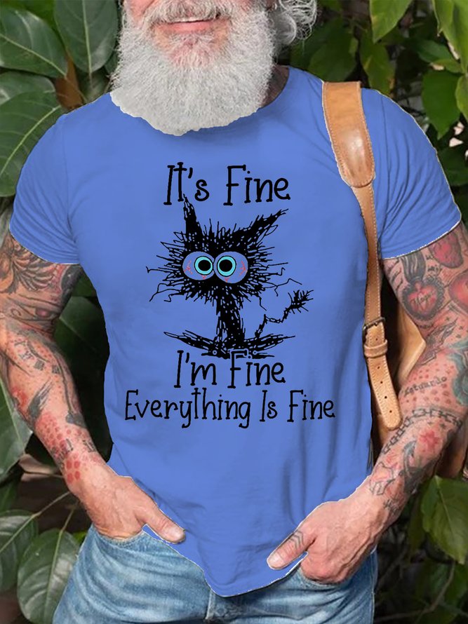 Funny I Am Fine Everything Is Fine Short Sleeve T-shirt
