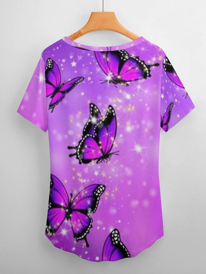 V Neck Loosen Butterfly Short sleeve Top
