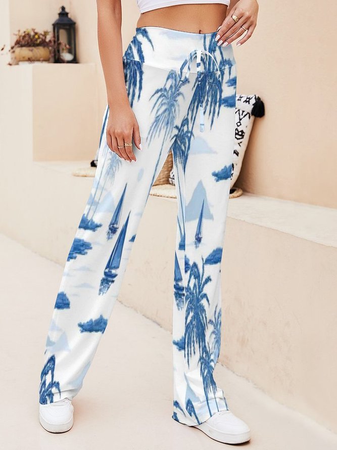 Blue Palm Tree Women's Pants