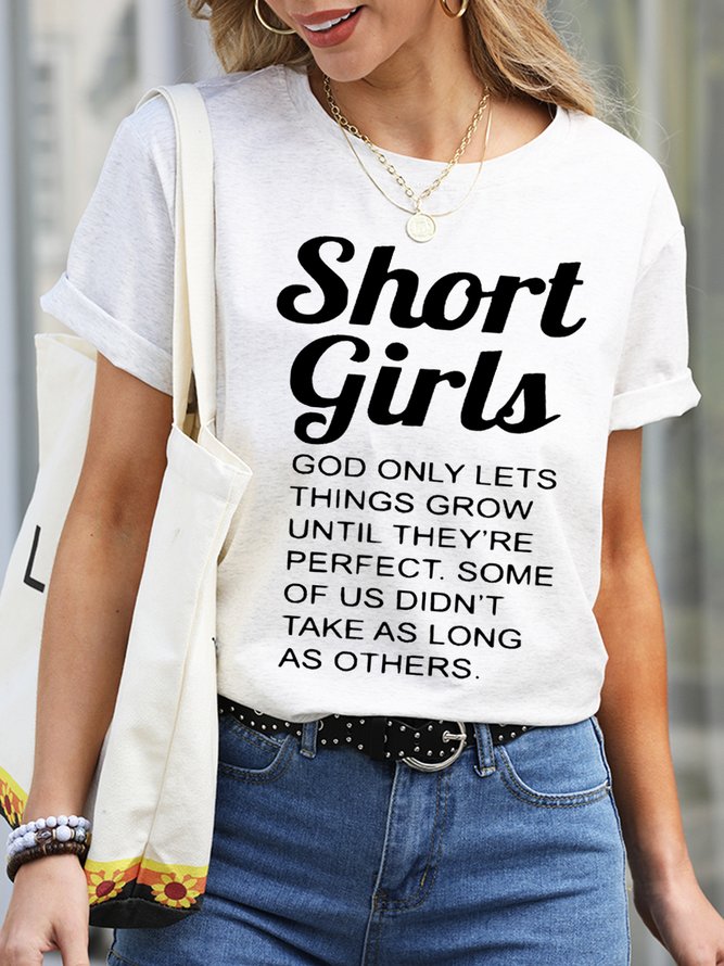 Short Girl Letter Casual Short Sleeve T-Shirt