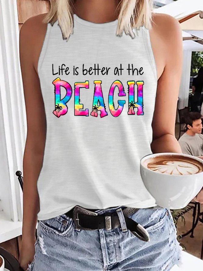 Life Is Better At The Beach Casual Letter Knit Tank