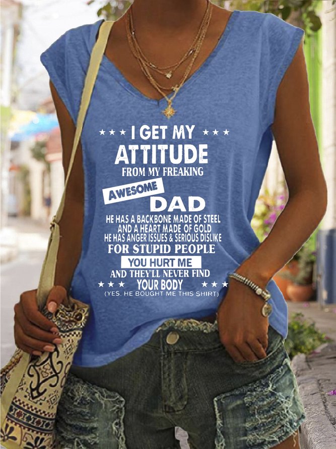 I Get My Attitude From Awesome Dad Casual Knit Tank