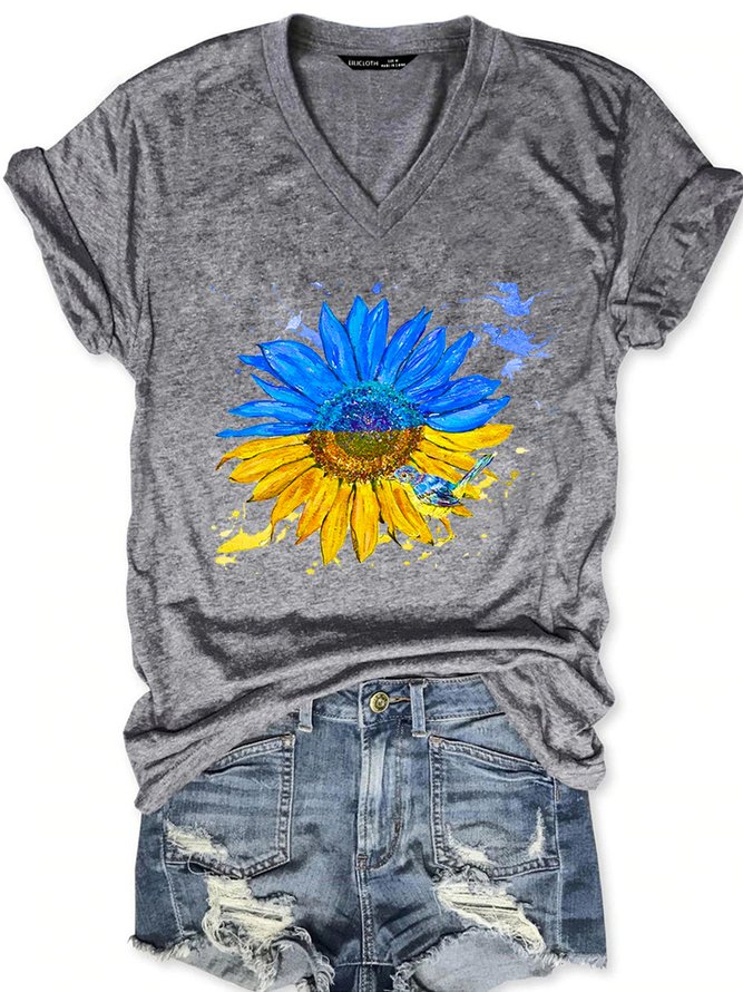 Support Ukraine Charity Sunflower Nightingale Short Sleeve T-Shirt