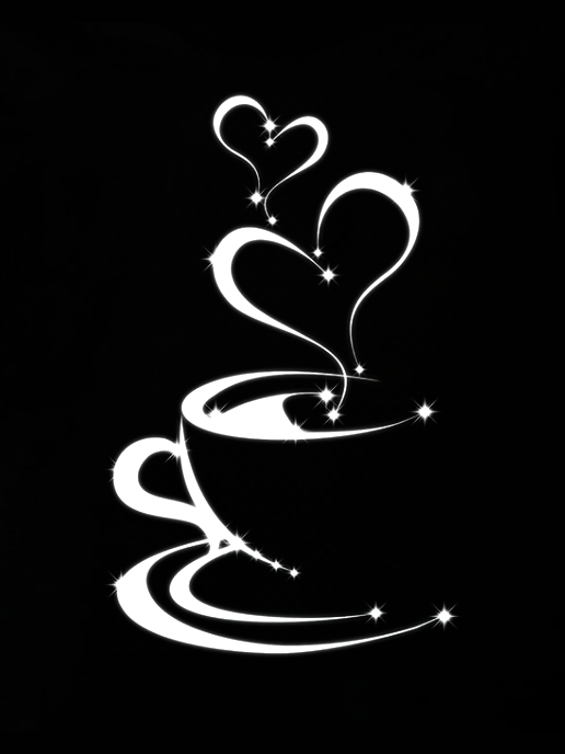 Coffee Heart Print V-Neck Top