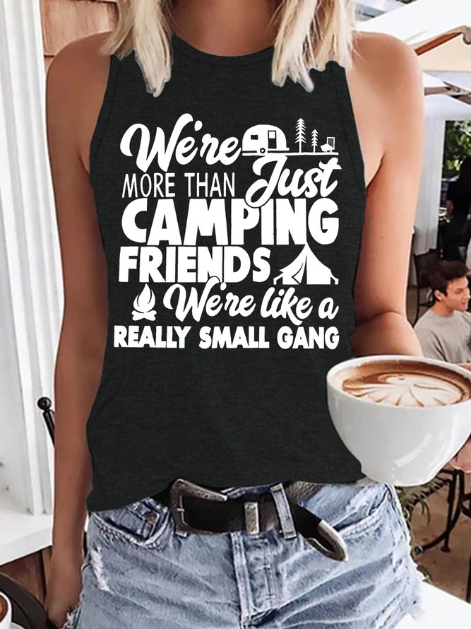 Camping T Shirts for Women We're More Than Just Camping Friends Funny Vintage Regular Fit Letter Knit Tank