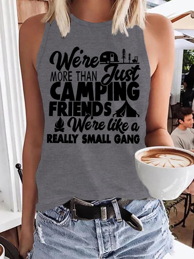 Camping T Shirts for Women We're More Than Just Camping Friends Funny Vintage Regular Fit Letter Knit Tank