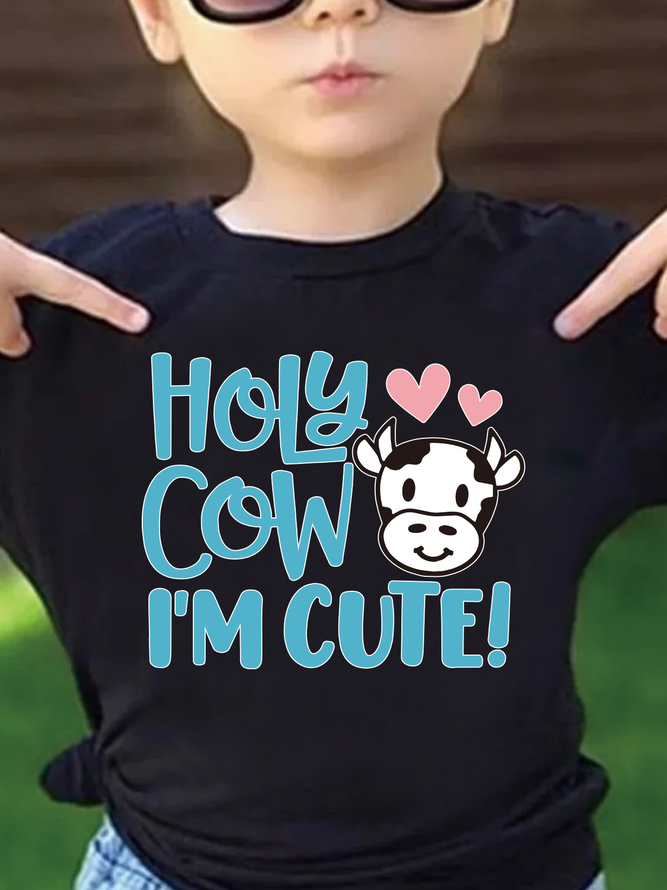 Holy Cow I‘m Cute Funny Cute Casual Crew Neck T-Shirts
