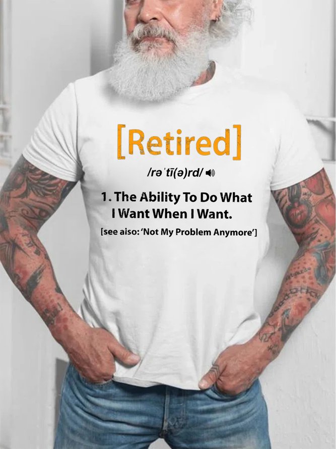 Mens Retired Definition Funny Retirement Round Neck Short Sleeve T-Shirt