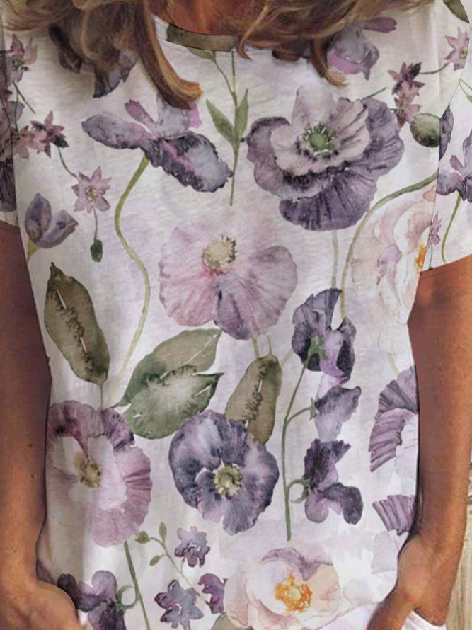 Purple Poppies Women's Short Sleeve T-Shirt