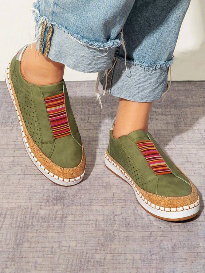 Women Slide Hollow-Out Round Toe Casual Sneakers Flat Heel Shoes