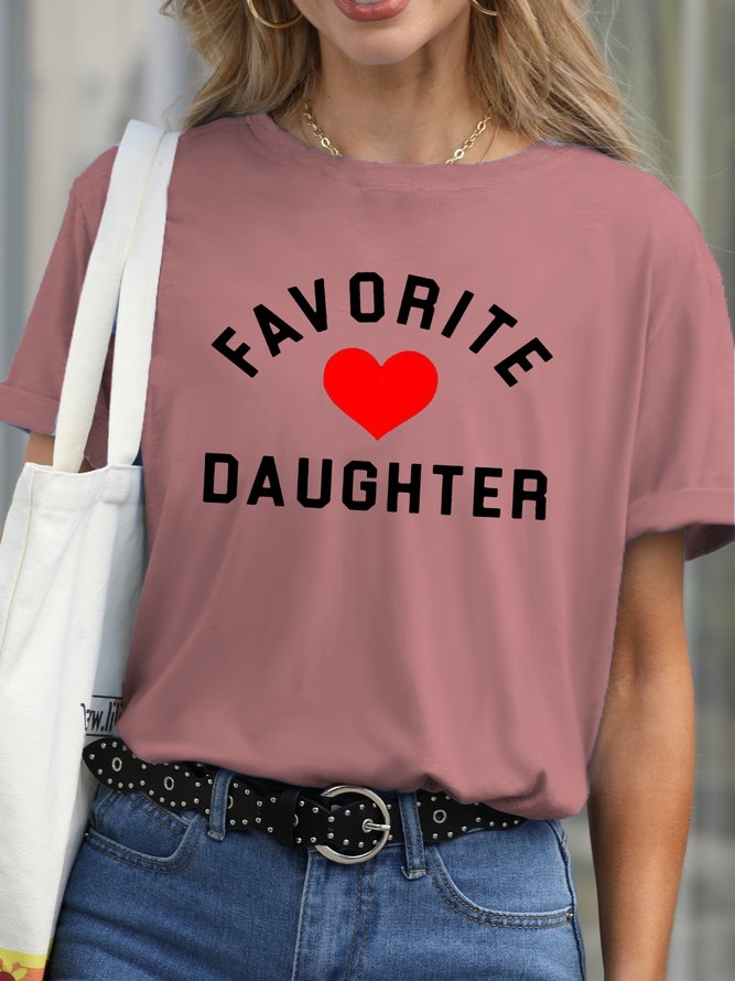 Womens Favorite Daughter Cotton Letter Short Sleeve T-Shirt