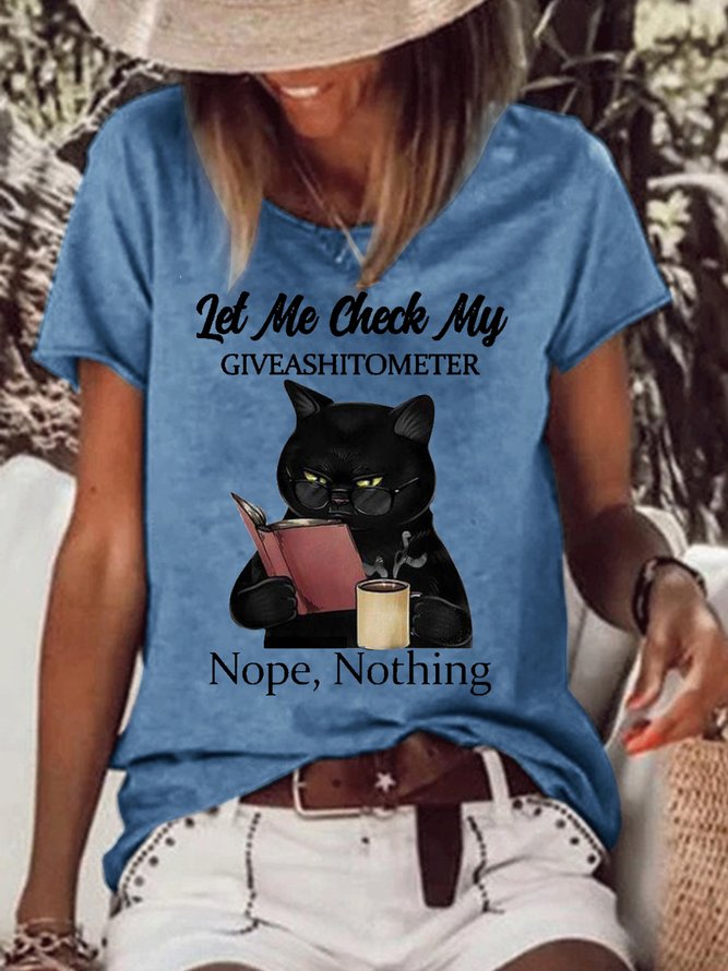 Womens Funny Black With Coffee Let Me Check My Giveashitometer Nope Nothing Letter Short Sleeve T-Shirt
