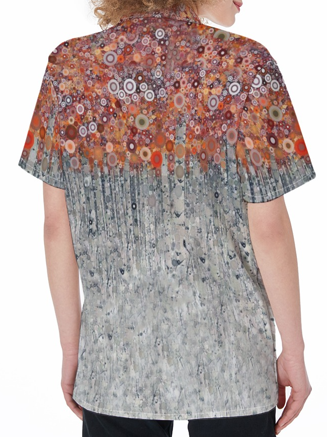 Women's Casual Abstract Gradient Print Short Sleeve Shirt
