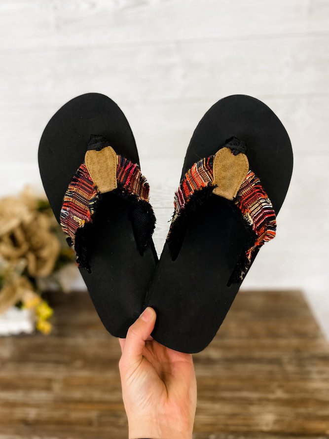 Ethnic Bohemian Print Flip Flop Sandals
