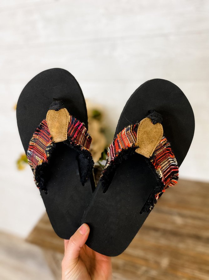Ethnic Bohemian Print Flip Flop Sandals
