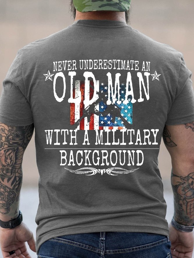 Veteran never underestimate an old man with a military background Cotton Short Sleeve Short Sleeve T-Shirt