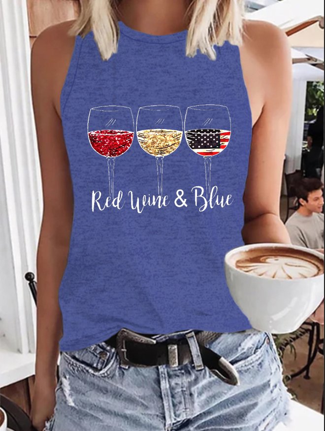 Red Wine Blue Independence Day Top
