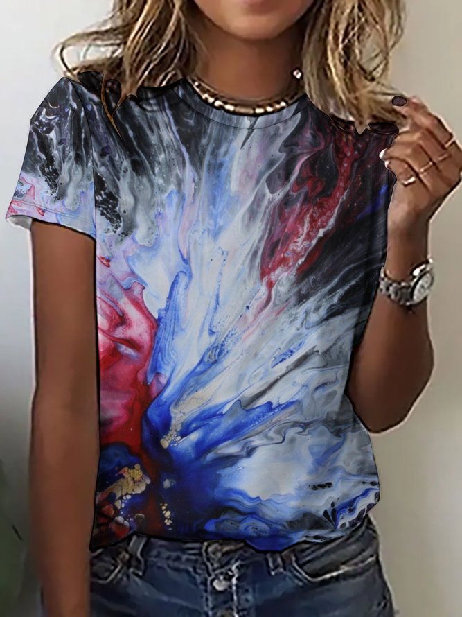 Lilicloth x Kat8lyst Casual Abstract Art Print Crew Neck T-Shirt