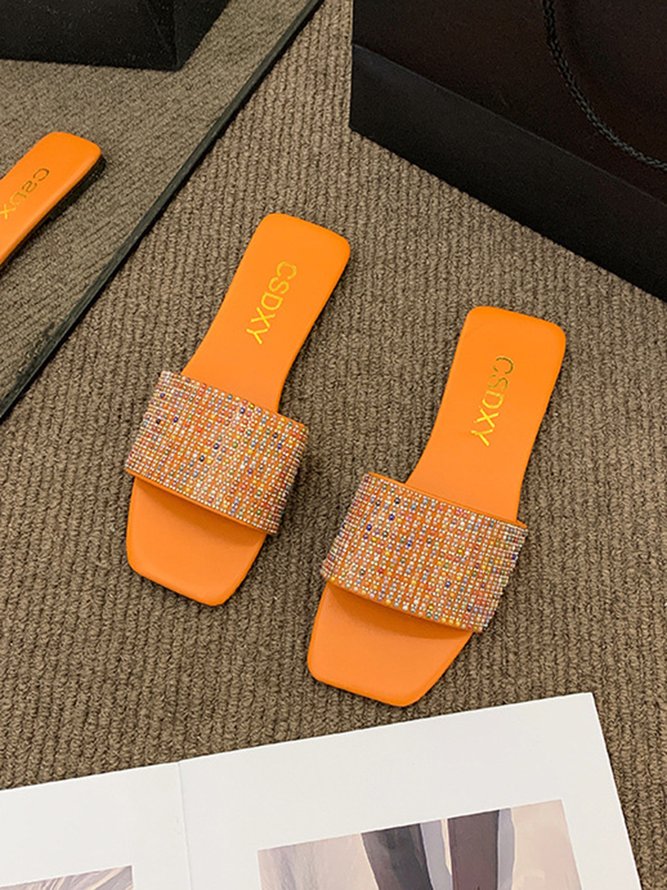 Banquet Party Rhinestone Flat Sandals Slippers