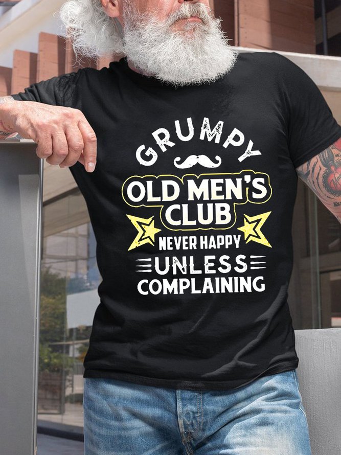 Funny Saying Grumpy Old Men’s Club Never Happy Unless Complaining Short Sleeve Crew Neck T-Shirt