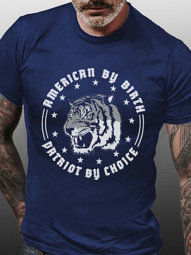 tiger men Short Sleeve Cotton T-Shirt