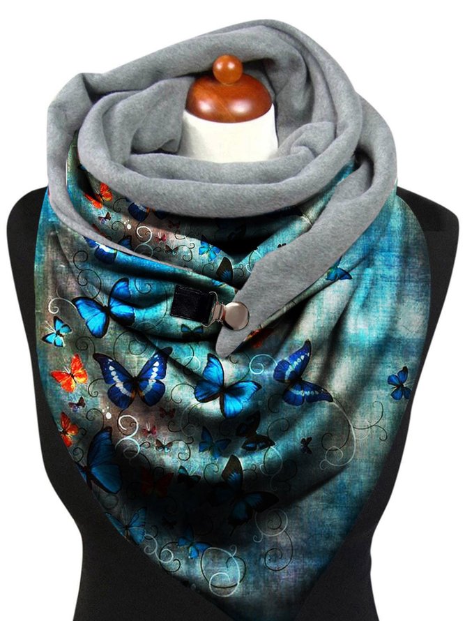 Casual All Season Butterfly Printing Warmth Daily Standard Polyester Cotton Regular Scarf for Women