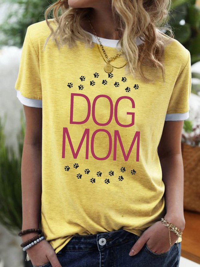 Lilicloth x Kat8lyst Dog Mom Women's Crew Neck Casual T-Shirt