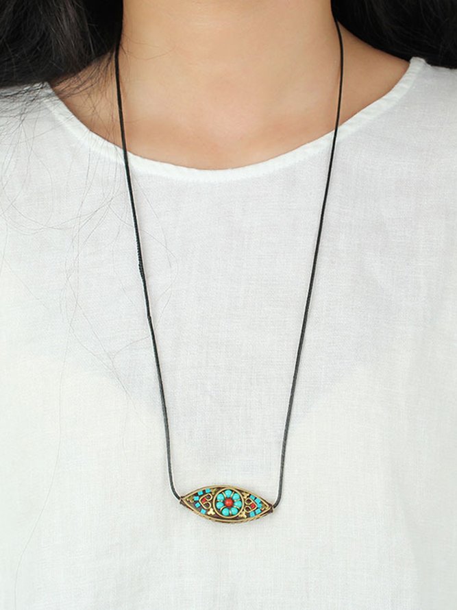 Ethnic Vintage Turquoise Eye Necklace Dress Jewelry