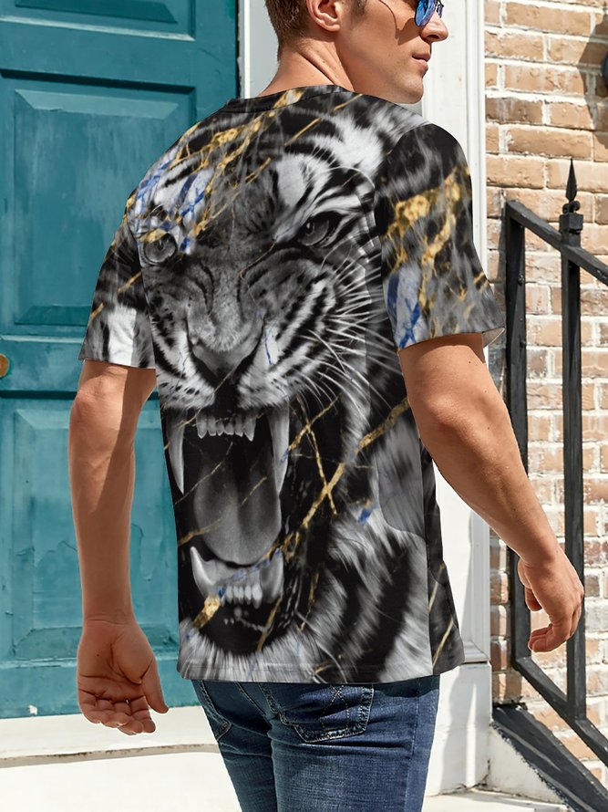 Men Tiger Printing Casual Fit Animal T-Shirt