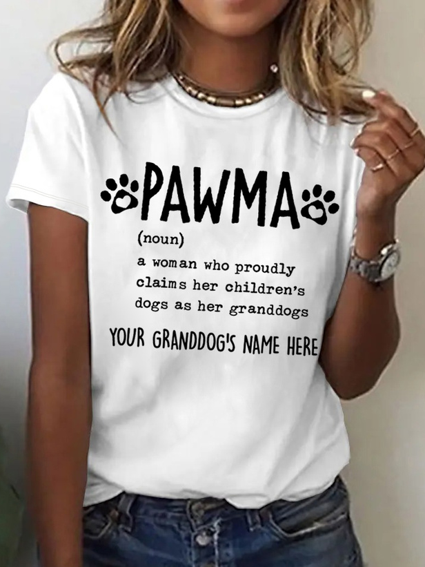 Funny Dog Lover Saying Pawma  Cotton Simple T-Shirt