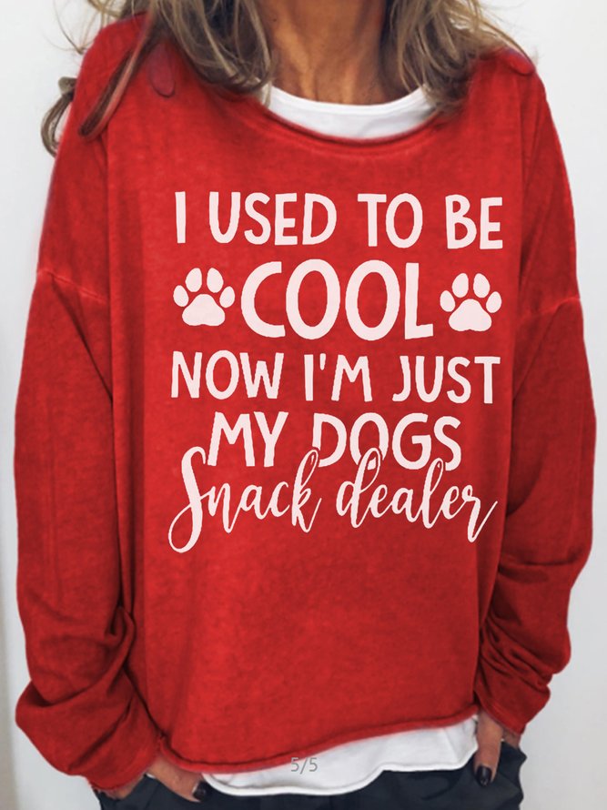 Womens Funny Dog Lover Letter Print Crew Neck Casual Sweatshirt