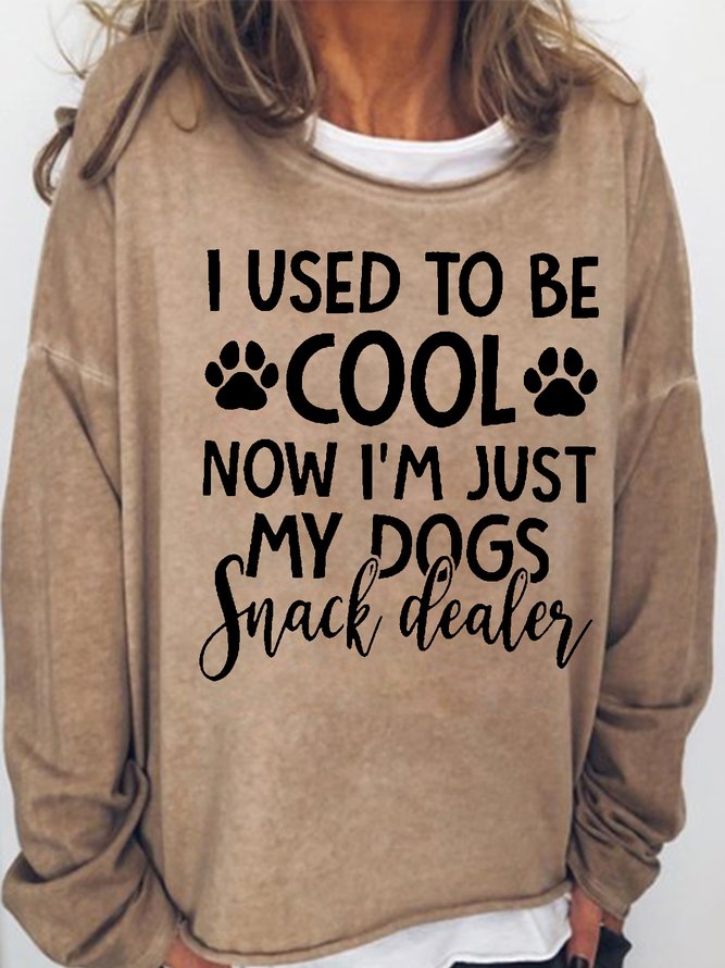 Womens Funny Dog Lover Letter Print Crew Neck Casual Sweatshirt