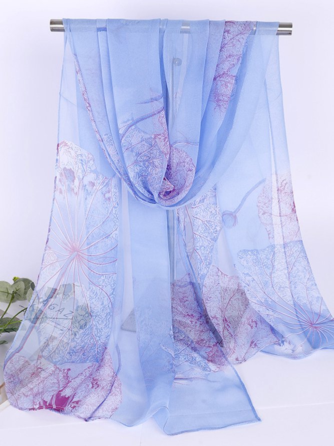 Women Floral All Season Vacation Printing Rayon Lightweight Vacation Vintage Style Silk Scarf Scarf