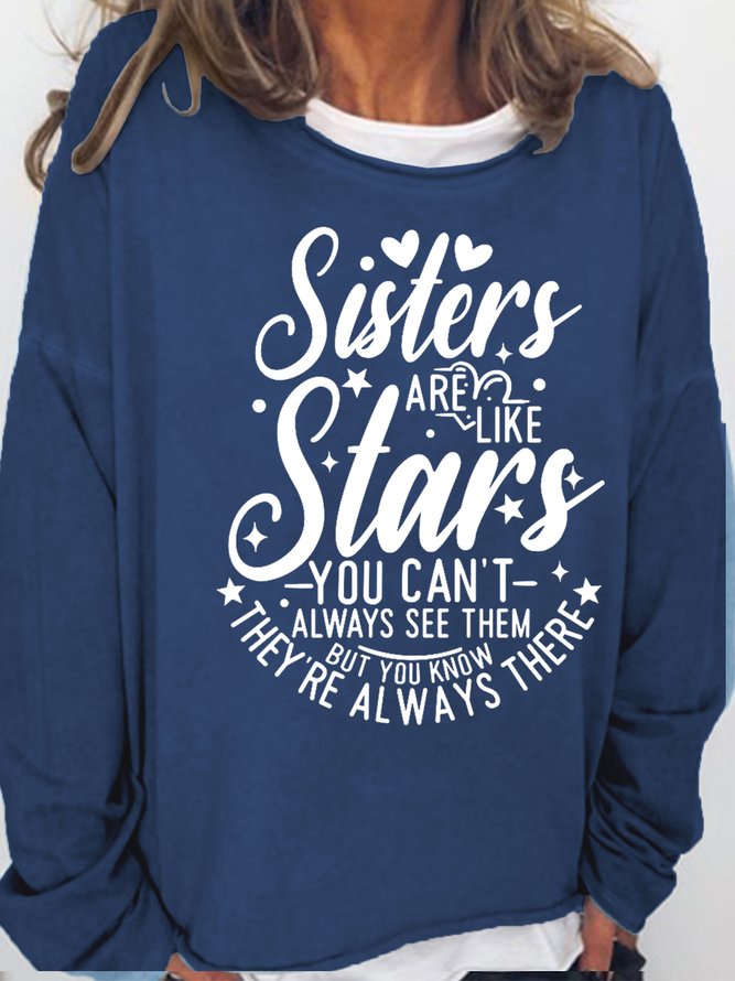 Womens Funny Sisters Crew Neck Sweatshirt